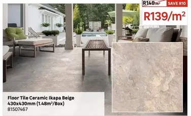 Floor Tile Ceramic Ikapa Beige 430x430MM (1.48M²/Box)