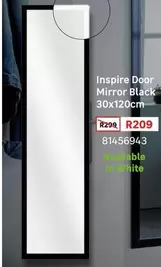Inspire - Door Mirror Black 30x120cm
