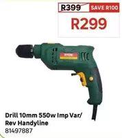 Ryobi - Drill 10mm 550w Imp Var/Rev Handyline