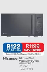 Hisense - 28 Litre Black Microwave Oven H28MOBS17