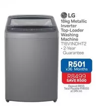 LG - 18kg Metallic Inverter Top-Loader Washing Machine T18V1NDHT2