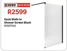 Oasis Walk-In Shower Screen Black