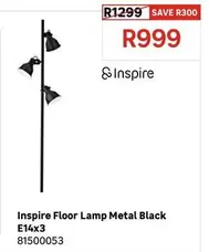Inspire - Floor Lamp Metal Black E14x3
