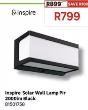 Inspire - Solar Wall Lamp Pir 2000lm Black