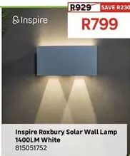Inspire - Roxbury Solar Wall Lamp 1400LM White