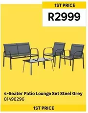 4-Seater Patio Lounge Set Steel Grey