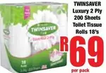 Twinsaver - Luxury 2 Ply Toilet Tissue Rolls