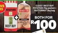Best Buy - CLASS 1 BEST BUY POTATOES 7KG pocket + BUTTERNUT 3KG bag
