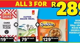 SASKO - Sasko Cake Wheat Flour, Super Maize Meal, Spekko Parboiled Rice