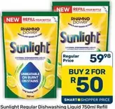 Sunlight - Regular Dishwashing Liquid 750ml Refill