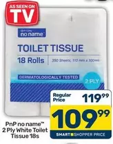 2 Ply White Toilet Tissue 18s