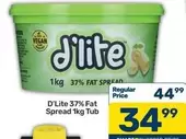 D'lite - 37% Fat Spread 1kg Tub