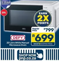 Defy - 20 Litre White Manual Microwave Oven