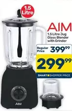 Aim - 1.5 Litre Jug Glass Blender with Grinder