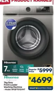 Hisense - 7KG Grey Front Loader Washing Machine WFQP7012VMT