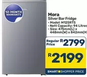 Silver Bar Fridge M125RTS