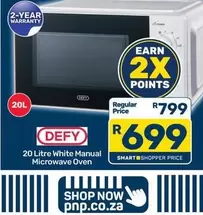 Defy - 20 Litre White Manual Microwave Oven