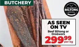 Beef Biltong or Droëwors