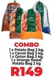 Lovers+ - COMBO 1 x Potato Bag 3 kg, 1 x Carrot Bag 3 kg, 1 x Onion Bag 3 kg, 1 x Orange Sweet Potato Bag 2 kg