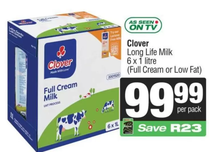 Clover - Long Life Milk 6 x 1 litre