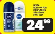 Nivea - ROLL-ON FOR MEN/LADIES