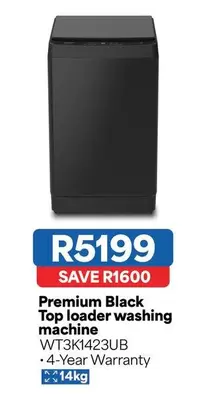 Premium Black Top loader washing machine WT3K1423UB