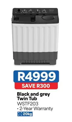 Black and grey Twin Tub WSTF203