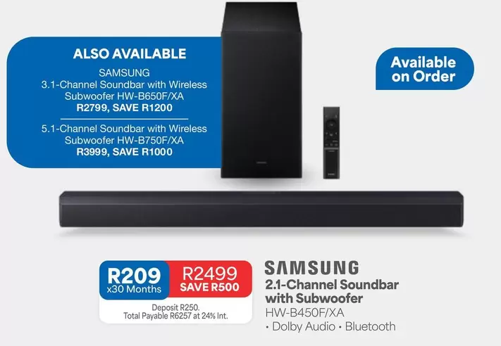 Samsung - 2.1-Channel Soundbar with Subwoofer HW-B450/XA