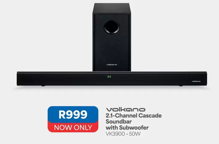 Volkano - 2.1-Channel Cascade Soundbar with Subwoofer VK3900