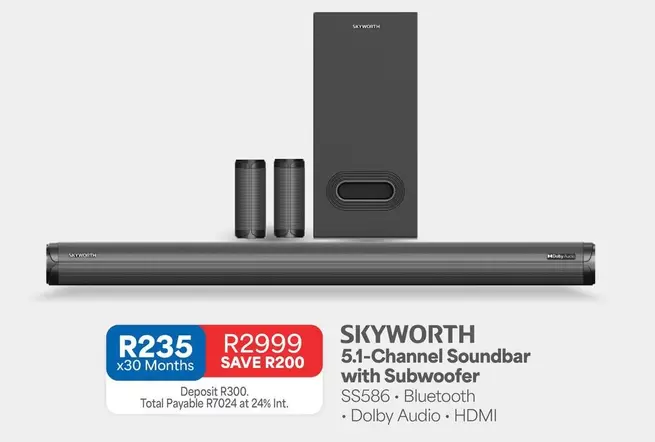 Skyworth - 5.1-Channel Soundbar with Subwoofer SS586