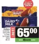 Cadbury - Crunchie Blast or Dairy Milk Ice Cream Stick