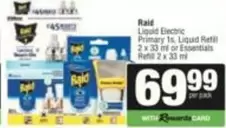 Raid - Liquid Electric Primary 1s, Liquid Refill 2 x 33 ml or Essentials Refill 2 x 33 ml