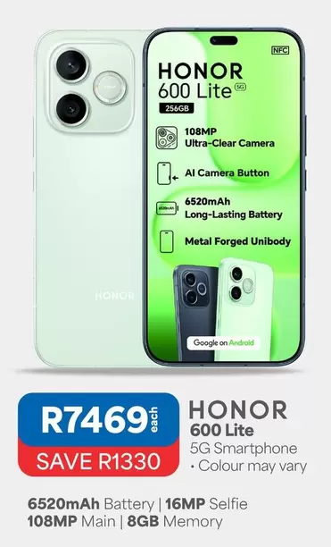 Honor - 600 Lite 5G Smartphone