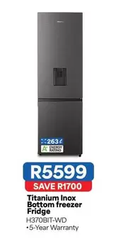 Hisense - Titanium Inox Bottom freezer Fridge H370BIT-WD