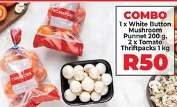 White Button Mushroom Punnet and Tomato Thriftpacks