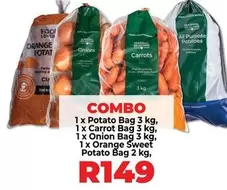 Potato, Carrot, Onion, and Orange Sweet Potato Combo