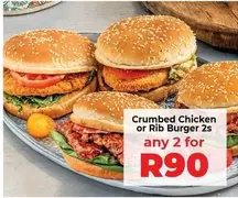 Crumbed Chicken or Rib Burger 2s