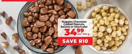 Nuggles Chocolate Coated Peanuts, Raisins or Shortcake
