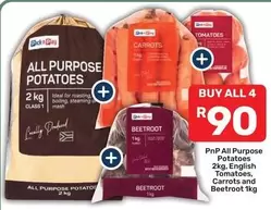 All Purpose Potatoes, English Tomatoes, Carrots and Beetroot