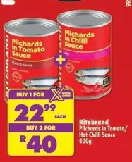 Ritebrand - Pilchards in Tomato Sauce / Hot Chilli Sauce