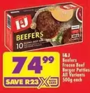 I&J - Beefers Frozen Beef Burger Patties