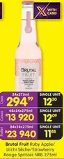 Apple - Brutal Fruit Ruby / Litchi Sèche/Strawberry Rouge Spritzer NRB 275ml