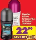 Garnier - Roll-On for Ladies/Men