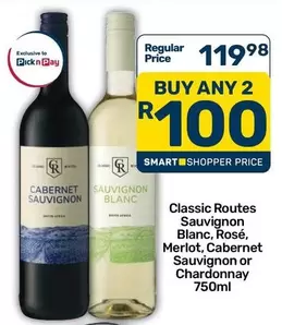 Pick n Pay - Classic Routes Sauvignon Blanc, Rosé, Merlot, Cabernet Sauvignon or Chardonnay