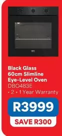 Black Glass 60cm Slimline Eye-Level Oven DBO483E