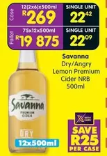 Savanna - Dry/Angry Lemon Premium Cider NRB 500ml