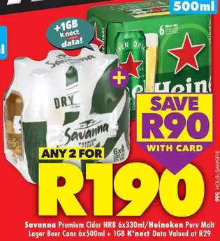 Savanna - Premium Cider NRB & Pure Malt Lager Beer Cans