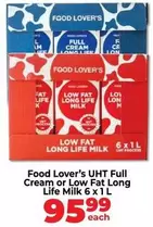 UHT Full Cream or Low Fat Long Life Milk