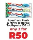 Aquafresh - Fresh & Minty or Herbal Toothpaste