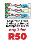 Aquafresh - Fresh & Minty or Herbal Toothpaste